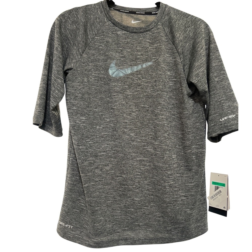 Nike Boys XL Gray Dri-FIT UPF 40+ Short Sleeve Swim Rash Guard NESSA825-001